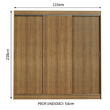 Placard Ropero Casal Madesa Kansas 3 Puertas Corredizas 3 Cajones Marrón