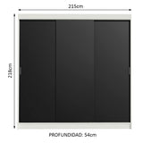Placard Ropero Casal Madesa Kansas 3 Puertas Corredizas 3 Cajones Blanco/Negro