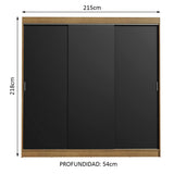 Placard Ropero Casal Madesa Kansas 3 Puertas Corredizas 3 Cajones Marrón/Negro