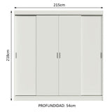 Placard Ropero Casal Madesa Austin 4 Puertas Corredizas 3 Cajones Blanco
