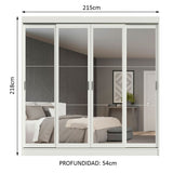Placard Ropero Casal Madesa Austin 4 Puertas Corredizas de Espejo 3 Cajones Blanco
