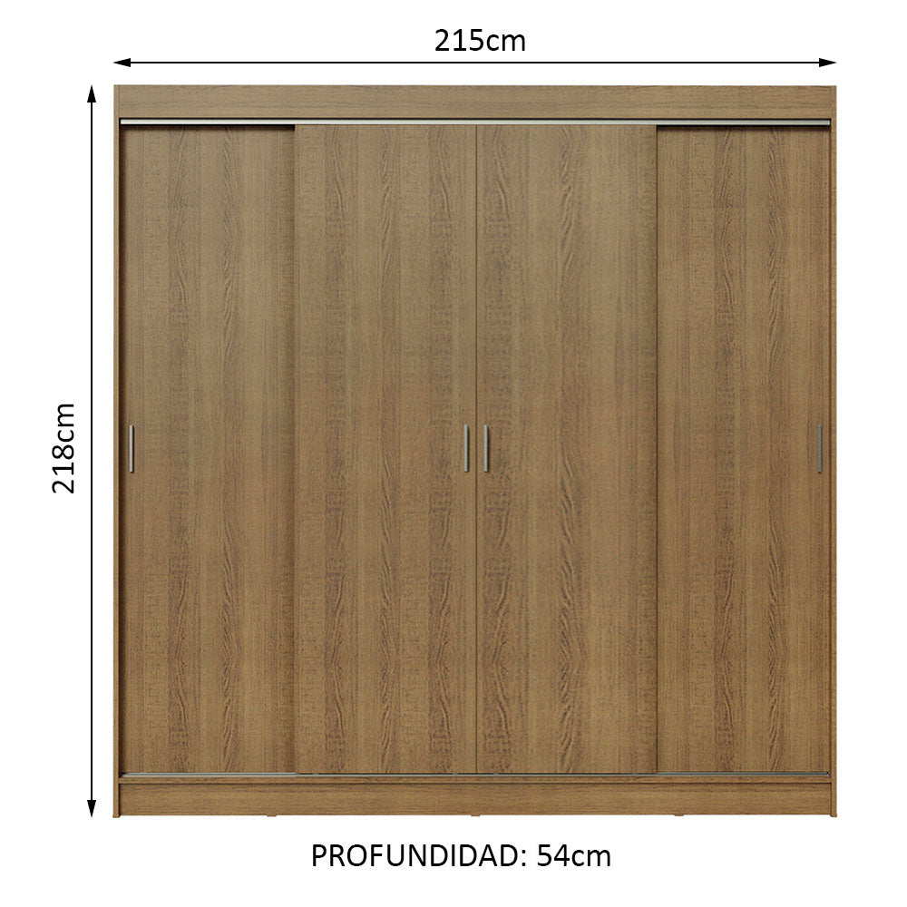 Placard Ropero Casal Madesa Austin 4 Puertas Corredizas 3 Cajones Marrón