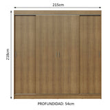 Placard Ropero Casal Madesa Austin 4 Puertas Corredizas 3 Cajones Marrón