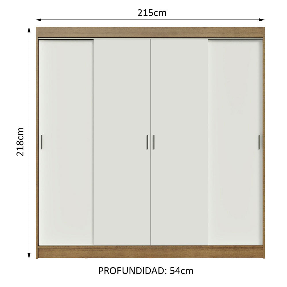Placard Ropero Casal Madesa Austin 4 Puertas Corredizas 3 Cajones Marrón/Blanco