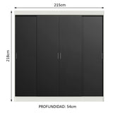 Placard Ropero Casal Madesa Austin 4 Puertas Corredizas 3 Cajones Blanco/Negro