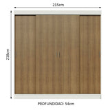 Placard Ropero Casal Madesa Austin 4 Puertas Corredizas 3 Cajones Blanco/Marrón