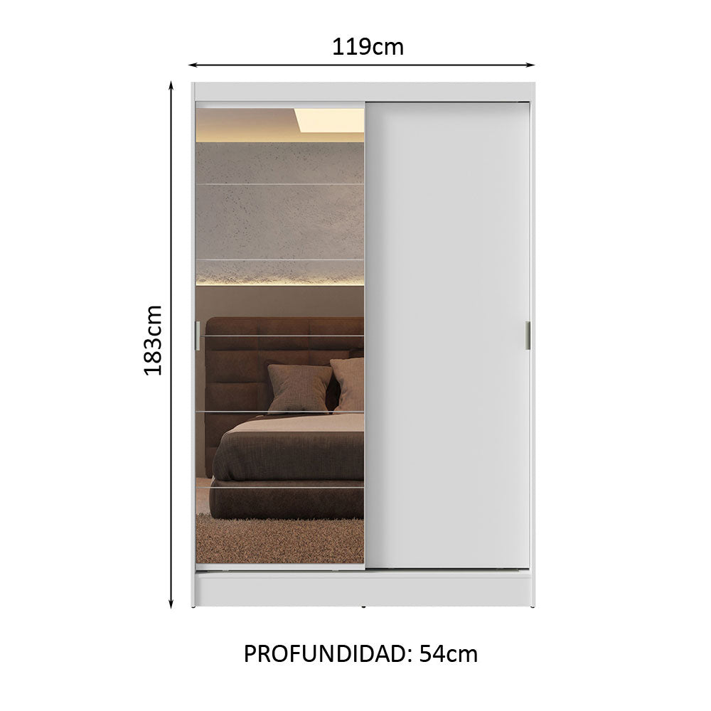 Placard Soltero Luke 2 Puertas Corredizas 1 Puerta Con Espejo