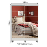 Placard Soltero Luke 2 Puertas Corredizas Espejo con Patas Blanco