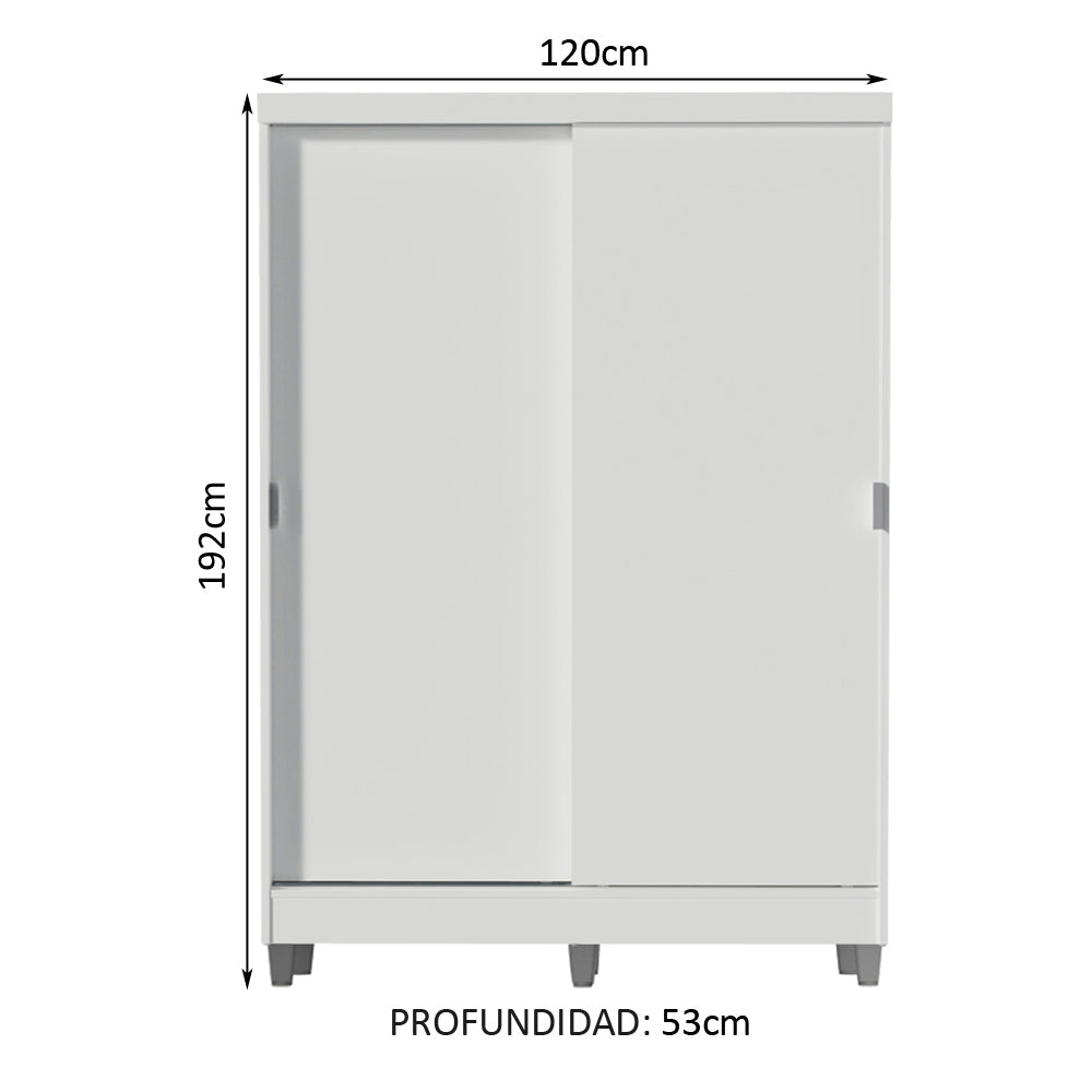 Placard Soltero Luke 2 Puertas Corredizas Madera con Patas Blanco