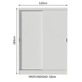 Placard Infantil Nick 120 cm 2 Puertas Corredizas 2 Cajones Blanco Madesa
