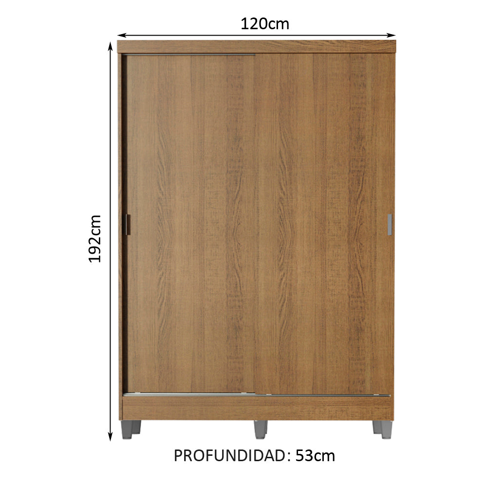 Placard Soltero Luke 2 Puertas Corredizas Madera con Patas - Marrón