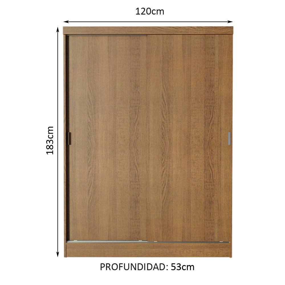 Placard Infantil Nick 120 cm 2 Puertas Corredizas 2 Cajones Marrón Madesa
