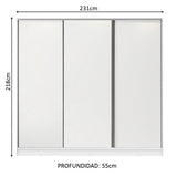 Placard Matrimonial 100% MDF Royale 3 Puertas Corredizas - Blanco