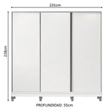 Placard Matrimonial 100% MDF Royale 3 Puertas Corredizas con Patas Blanco