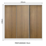 Placard Matrimonial 100% MDF Royale 3 Puertas Corredizas Blanco/Marrón