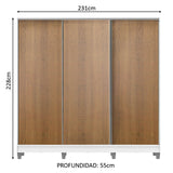 Placard Matrimonial 100% MDF Royale 3 Puertas Corredizas con Patas Blanco/Marrón