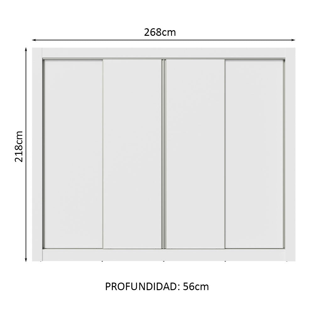 Ropero Placard Madesa Montana 4 Puertas Blanco