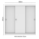 Ropero Placard Madesa Napoli 3 Puertas Blanco