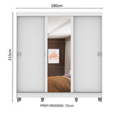 Ropero Placard Madesa Napoli 3 Puertas 1 Espejo y Patas Blanco