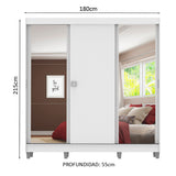 Ropero Placard Madesa Napoli 3 Puertas 2 Espejos y Patas Blanco