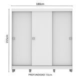 Ropero Placard Madesa Napoli 3 Puertas con Patas Blanco
