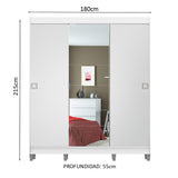 Ropero Placard Madesa Veneza 3 Puertas 1 Espejo y Patas Blanco