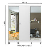 Ropero Placard Madesa Veneza 3 Puertas 2 Espejos y Patas Blanco