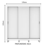 Placard Matrimonial Mónaco 3 Puertas Corredizas con Patas Blanco