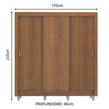 Placard Matrimonial Lyon 3 Puertas Corredizas 2 Cajones con Patas Marrón