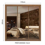 Placard Matrimonial Lyon Plus 3 Puertas Corredizas de Espejo 4 Cajones Marrón