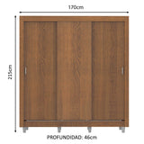 Placard Matrimonial Lyon Plus 3 Puertas Corredizas 4 Cajones con Patas Marrón