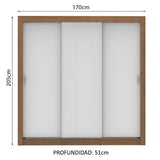 Placard Matrimonial Monaco 3 Puertas Corredizas - Marrón/Blanco