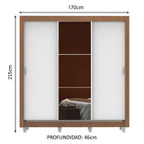 Placard Matrimonial Mónaco 3 Puertas Corredizas con Espejo con Patas Marrón/Blanco