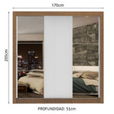 Placard Matrimonial Lyon Plus 3 Puertas Corredizas con Espejos 4 Cajones Marrón/Blanco