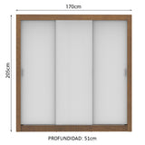 Placard Matrimonial Lyon Plus 3 Puertas Corredizas 4 Cajones Marrón/Blanco