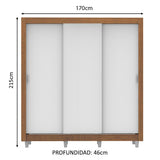 Placard Matrimonial Lyon Plus 3 Puertas Corredizas 4 Cajones con Patas Marrón/Blanco