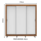 Placard Matrimonial Mónaco 3 Puertas Corredizas con Patas Marrón/Blanco