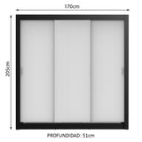 Placard Matrimonial Monaco 3 Puertas Corredizas Negro/Blanco