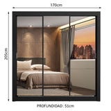 Placard Matrimonial Lyon 3 Puertas Corredizas con Espejo 2 Cajones Negro