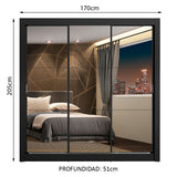 Placard Matrimonial Lyon Plus 3 Puertas Corredizas con Espejo 4 Cajones Negro