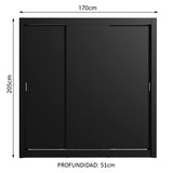 Placard Matrimonial Lyon Plus 3 Puertas Corredizas 4 Cajones Negro