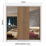 Placard Matrimonial Lyon 3 Puertas Corredizas con Espejos 2 Cajones Blanco/Marrón
