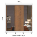 Placard Matrimonial 3 Puertas Corredizas con Espejos con Patas Blanco/Marrón Monaco