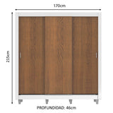 Placard Matrimonial Lyon Plus 3 Puertas Corredizas 4 Cajones con Patas Blanco/Marrón