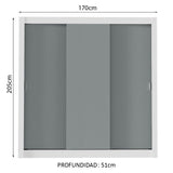 Placard Matrimonial 3 Puertas Corredizas Blanco/Gris Monaco