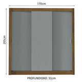 Placard Matrimonial 3 Puertas Corredizas Marrón/Gris Monaco