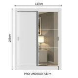 Placard Soltero Dallas 2 Puertas Corredizas con Espejo 2 Cajones Blanco