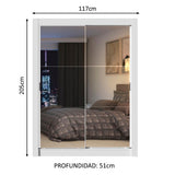Placard Soltero Denver 2 Puertas Corredizas 2 con Espejo Blanco