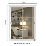 Placard Soltero Dallas 2 Puertas Corredizas con Espejo 2 Cajones Blanco