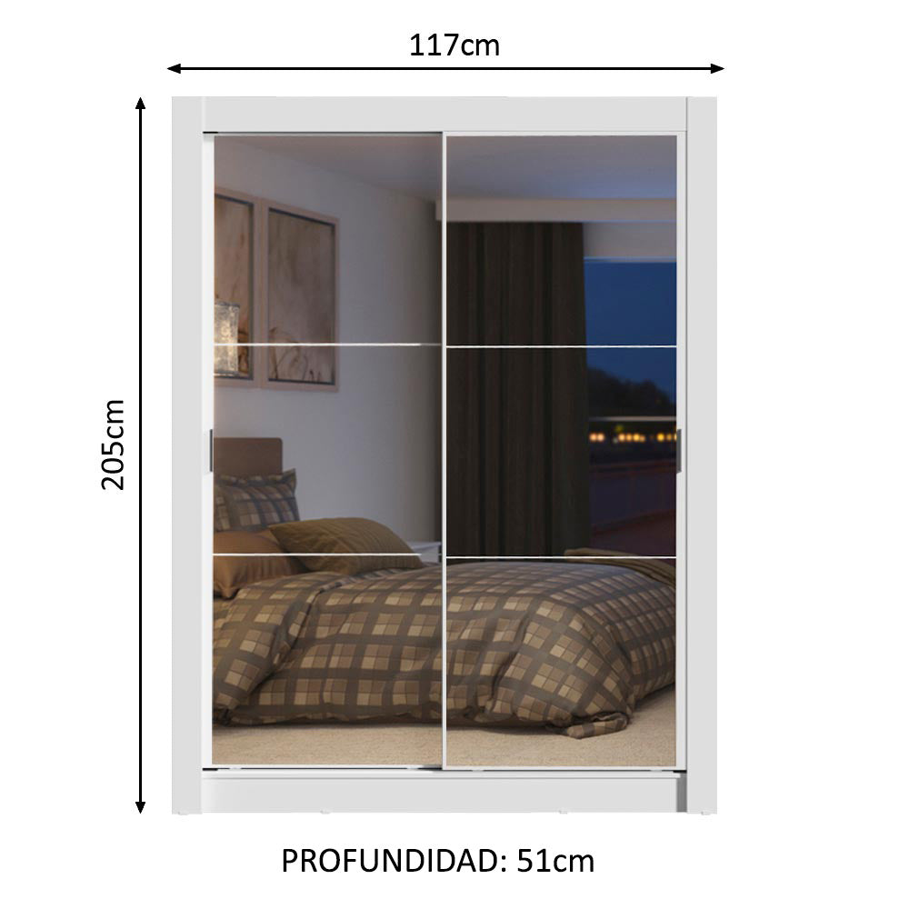 Ropero Madesa Dallas Plus 2 Puertas Corredizas con Espejo 4 Cajones
